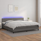 Boxspring met matras LED 200x200 cm grijs kunstleer
