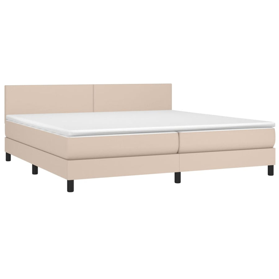 Boxspring Met Matras En Led Kunstleer Kleur 200X200Cm 200 x 200 cm