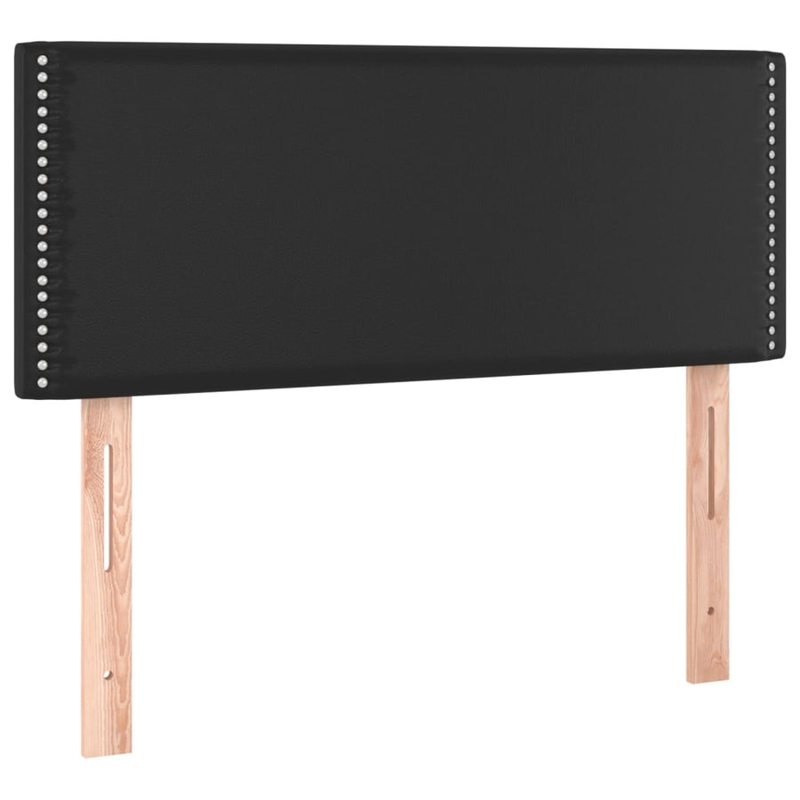 Boxspring Met Matras En Led Kunstleer Zwart 80 x 200 cm Effen met spijkers