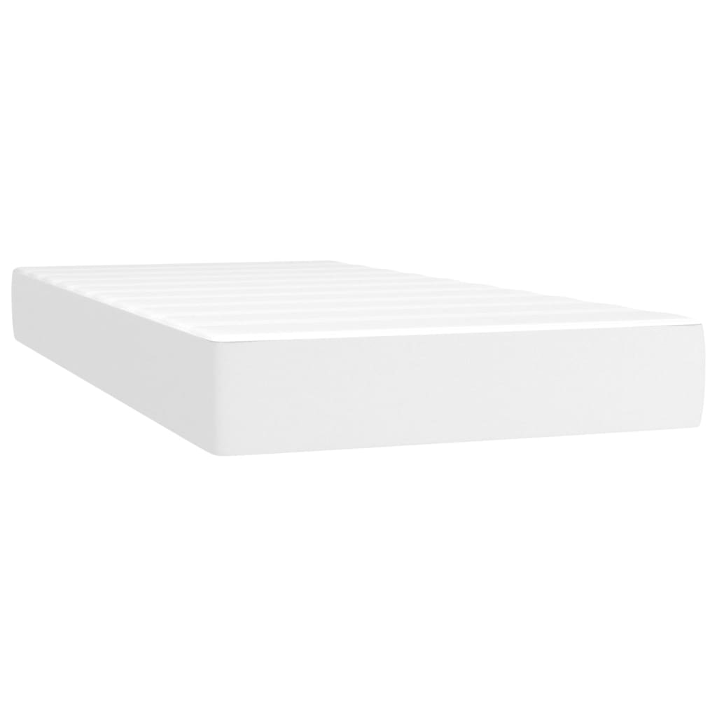 Boxspring Met Matras En Led Kunstleer Wit 80 x 200 cm Effen met spijkers