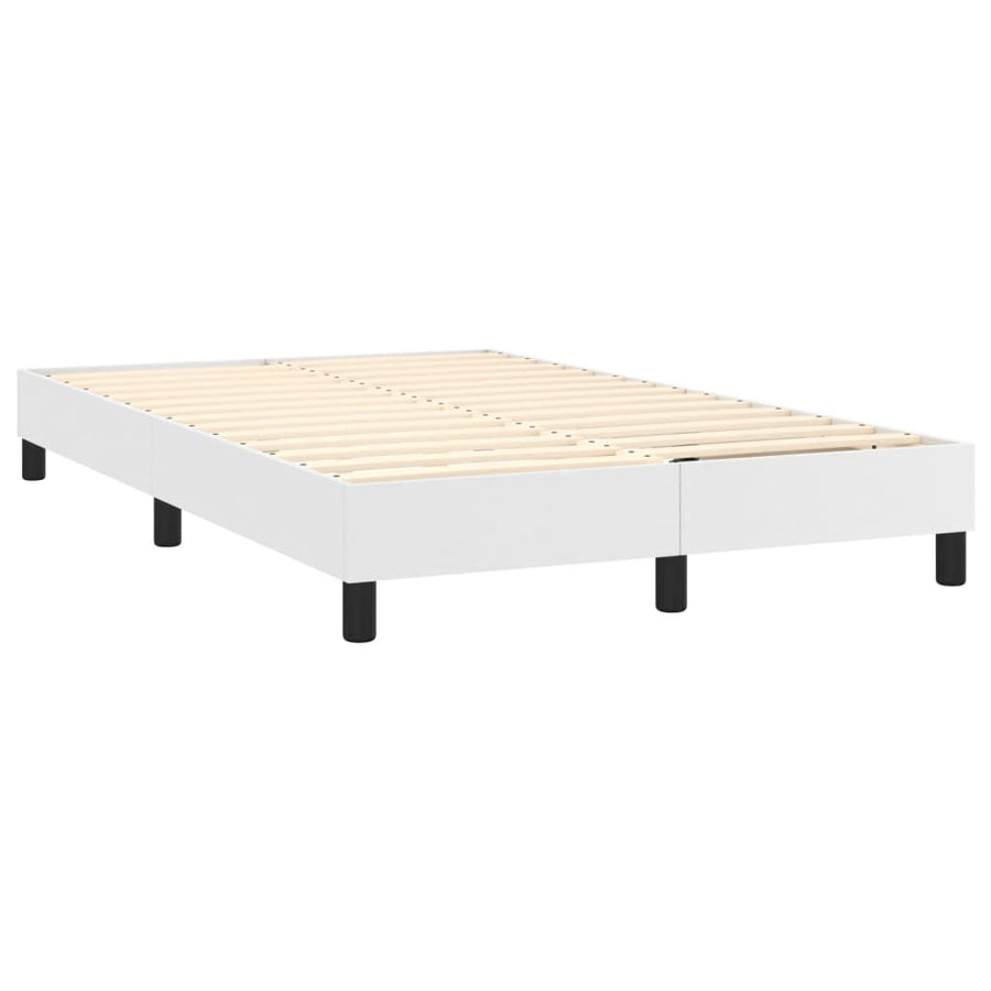 Boxspring Met Matras En Led Kunstleer Wit 120 x 200 cm Effen met spijkers
