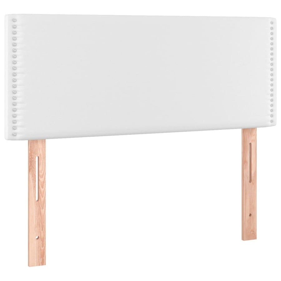 Boxspring Met Matras En Led Kunstleer Wit 120 x 200 cm Effen met spijkers