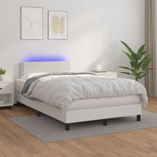 Boxspring Met Matras En Led Kunstleer Wit 120 x 200 cm Effen met spijkers