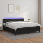 Boxspring Met Matras En Led Kunstleer Zwart 160 x 200 cm Effen met spijkers