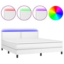 Boxspring Met Matras En Led Kunstleer Wit 180 x 200 cm Effen met spijkers