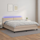 Boxspring met matras en LED kunstleer cappuccinokleur 180x200cm 180 x 200 cm Cappuccino