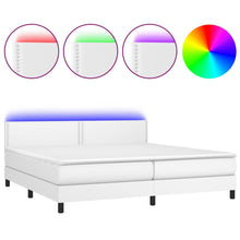 Boxspring Met Matras En Led Kunstleer Wit 200 x 200 cm Effen met spijkers