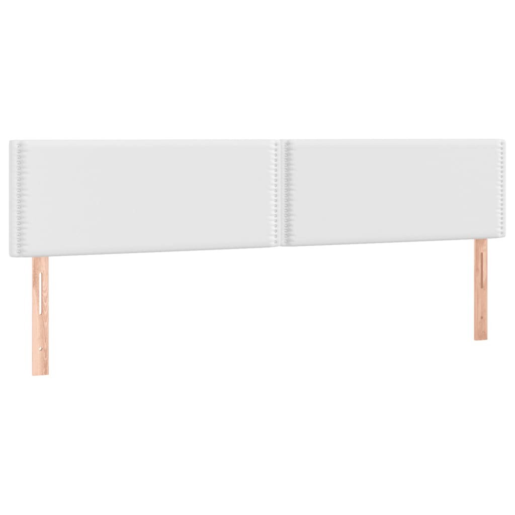 Boxspring Met Matras En Led Kunstleer Wit 200 x 200 cm Effen met spijkers