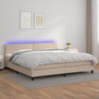 Boxspring met matras en LED kunstleer cappuccinokleur 200x200cm 200 x 200 cm Cappuccino