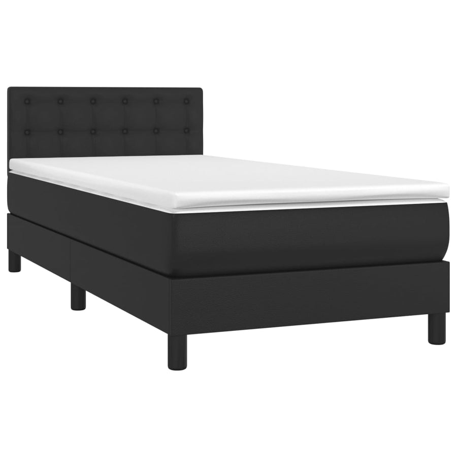 Boxspring Met Matras En Led Kunstleer Zwart 80 x 200 cm Knopen