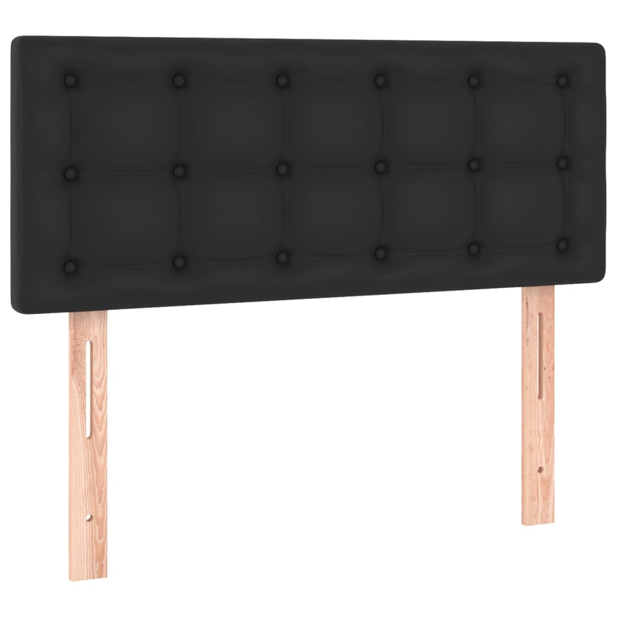 Boxspring Met Matras En Led Kunstleer Zwart 80 x 200 cm Knopen