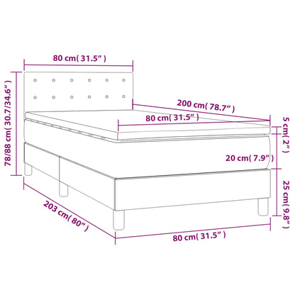 Boxspring Met Matras En Led Kunstleer Kleurig 80 x 200 cm