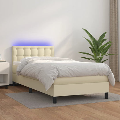 Boxspring Met Matras En Led Kunstleer Kleurig 80 x 200 cm