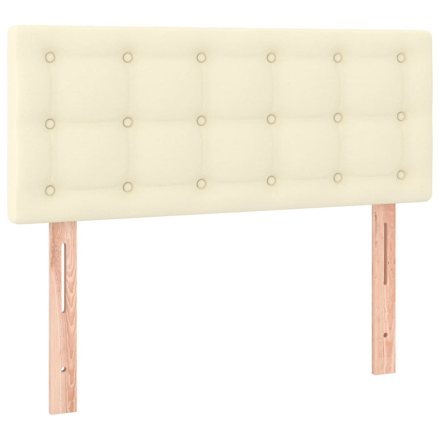 Boxspring Met Matras En Led Kunstleer Crèmekleurig 90X190 Cm 90 x 190 cm