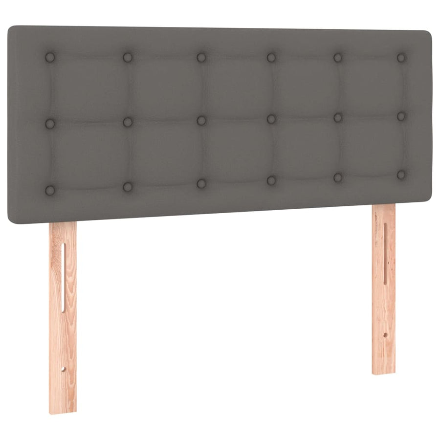 Boxspring Met Matras En Led Kunstleer Grijs 90 x 200 cm Knopen