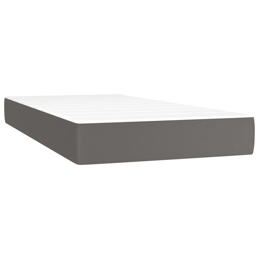 Boxspring Met Matras En Led Kunstleer Grijs 100 x 200 cm Knopen