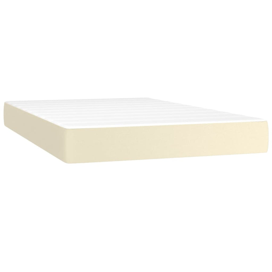 Boxspring Met Matras En Led Kunstleer Crèmekleurig 120X200 Cm 120 x 200 cm