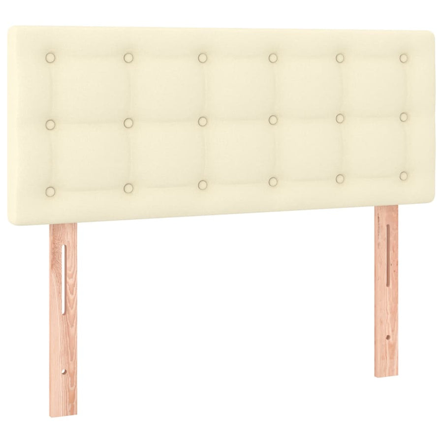 Boxspring Met Matras En Led Kunstleer Crèmekleurig 120X200 Cm 120 x 200 cm