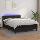 Boxspring Met Matras En Led Kunstleer Zwart 140 x 190 cm Knopen