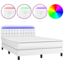 Boxspring Met Matras En Led Kunstleer Zwart Wit 140 x 190 cm Knopen