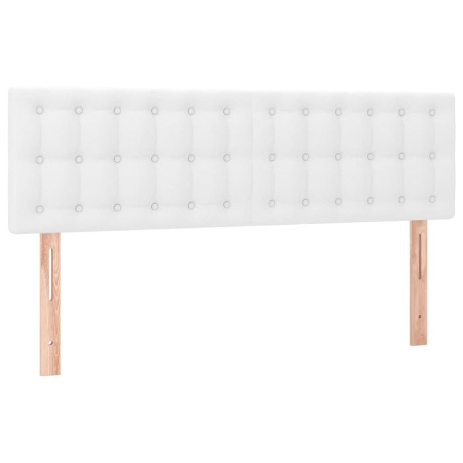 Boxspring Met Matras En Led Kunstleer Zwart Wit 140 x 190 cm Knopen