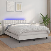 Boxspring met matras 140x190 cm zwart kunstleer LED