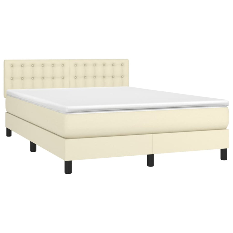 Boxspring Met Matras En Led Kunstleer Kleurig 140 x 190 cm