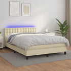 Boxspring with Mattress and LED Faux Leather Colourful 140 x 190 cm