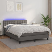 Boxspring 140x190 cm grijs kunstleer met LED matras