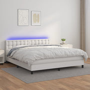 Boxspring 160x200 cm wit met matras en LED