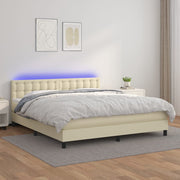 Boxspring met matras 160x200 cm crèmekleurig kunstleer