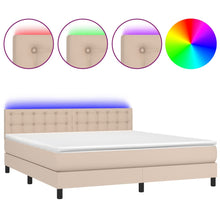 Boxspring Met Matras En Led Kunstleer Kleur 160X200Cm Cappuccino 160 x 200 cm Knopen