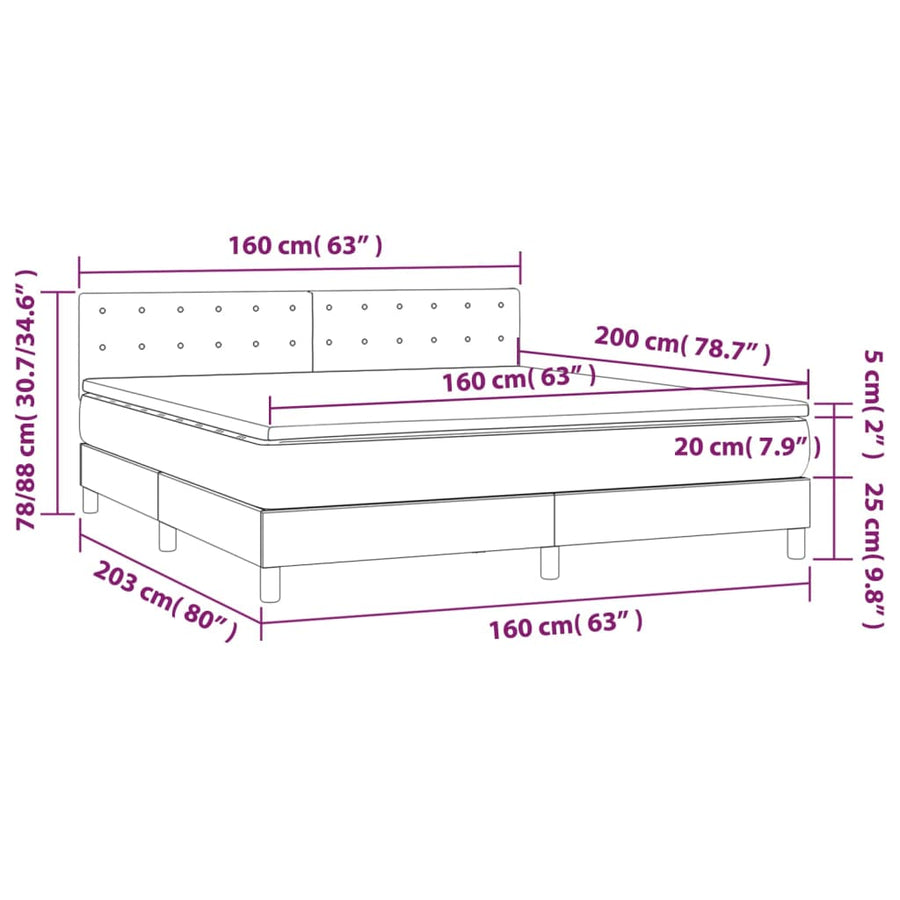 Boxspring Met Matras En Led Kunstleer Kleur 160X200Cm Cappuccino 160 x 200 cm Knopen