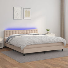 Boxspring Met Matras En Led Kunstleer Kleur 160X200Cm Cappuccino 160 x 200 cm Knopen
