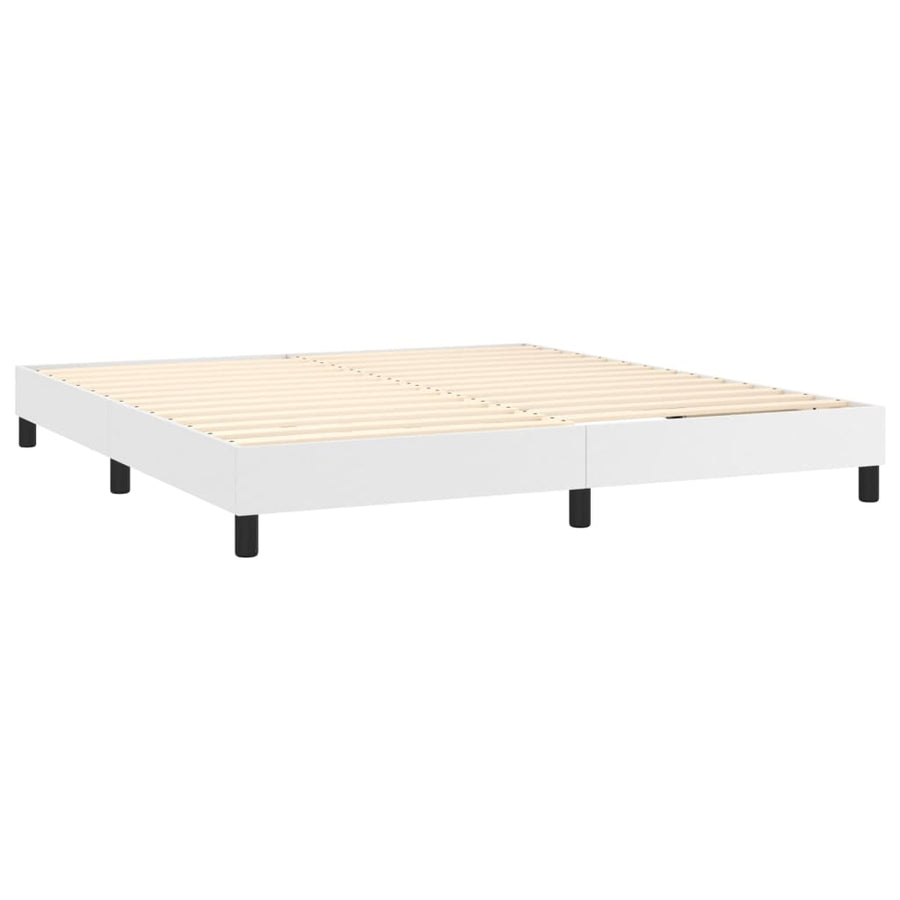 Boxspring Met Matras En Led Kunstleer Wit 180 x 200 cm Knopen