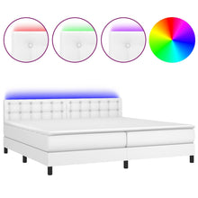 Boxspring Met Matras En Led Kunstleer Wit 200 x 200 cm Knopen