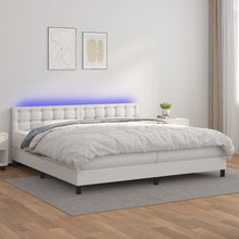 Boxspring Met Matras En Led Kunstleer Wit 200 x 200 cm Knopen