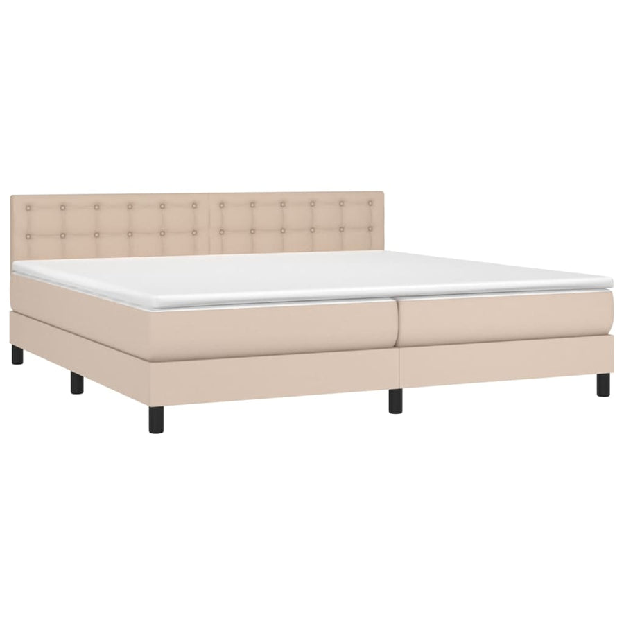 Boxspring Met Matras En Led Kunstleer Kleur 200X200Cm 200 x 200 cm
