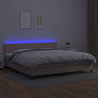 Boxspring Met Matras En Led Kunstleer Kleur 200X200Cm 200 x 200 cm