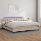 Boxspring With Mattress And LED Faux Leather Color 200X200Cm 200 x 200 cm