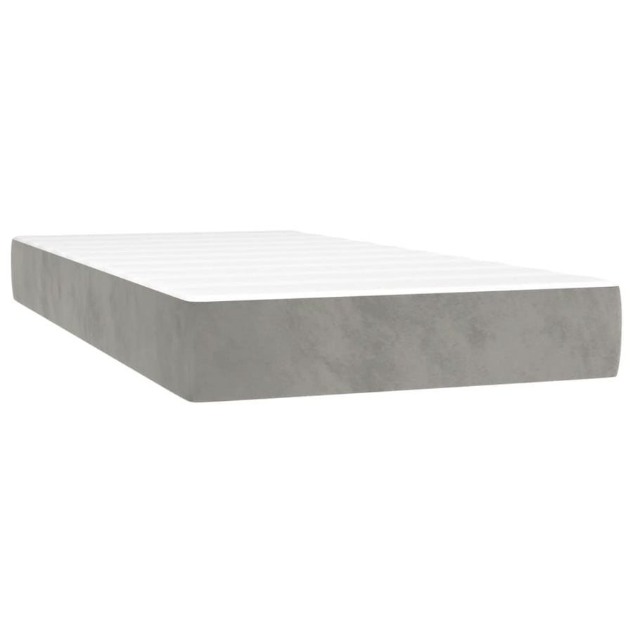 Boxspring Met Matras En Led Fluweel Lichtgrijs 80 x 200 cm Effen ontwerp