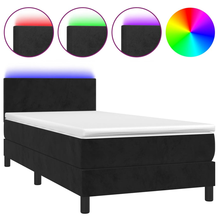 Boxspring met matras en LED fluweel zwart 80x200 cm 80 x 200 cm Zwart