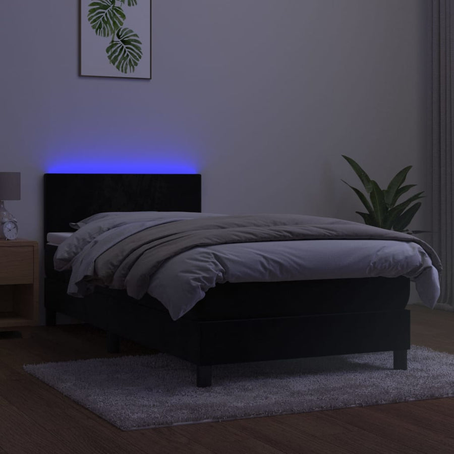 Boxspring met matras en LED fluweel zwart 80x200 cm 80 x 200 cm Zwart