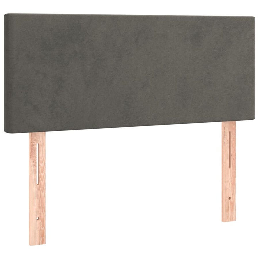 Boxspring Met Matras En Led Fluweel Donkergrijs 90 x 190 cm Effen ontwerp