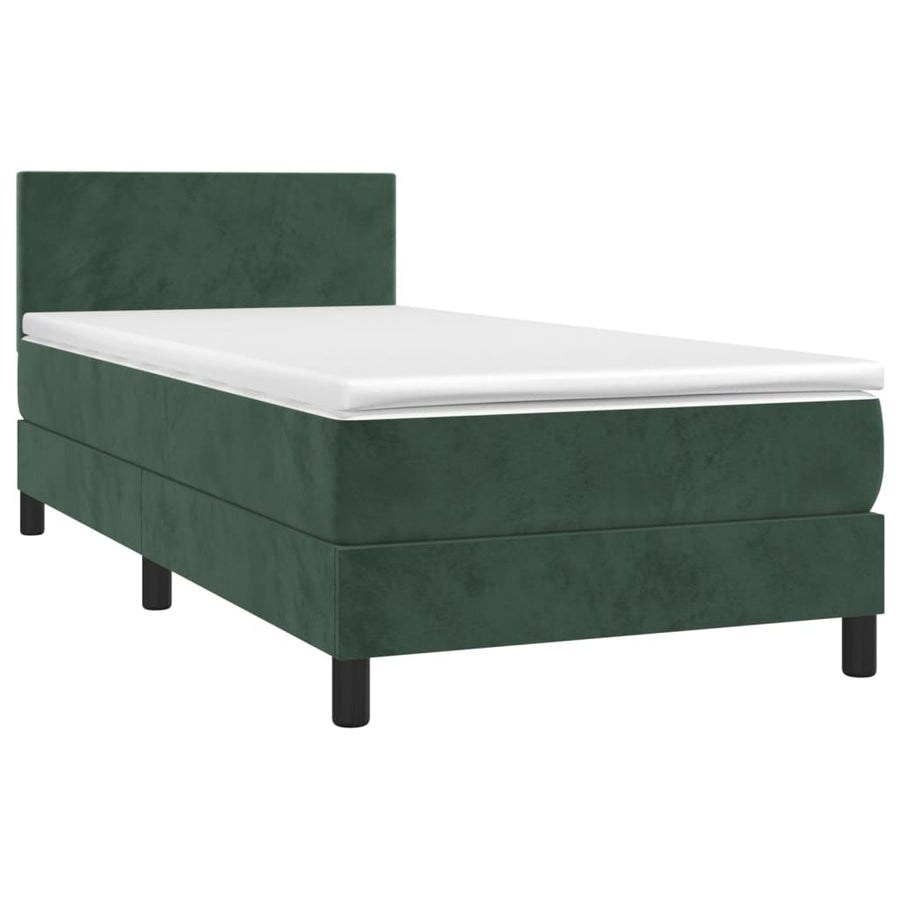 Boxspring met matras en LED fluweel donkergroen 90x190 cm 90 x 190 cm Donkergroen