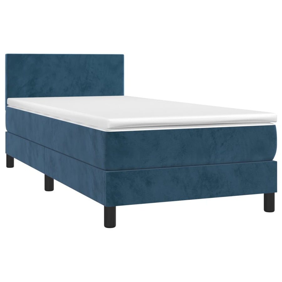 Boxspring met matras en LED fluweel donkerblauw 90x190 cm 90 x 190 cm Donkerblauw