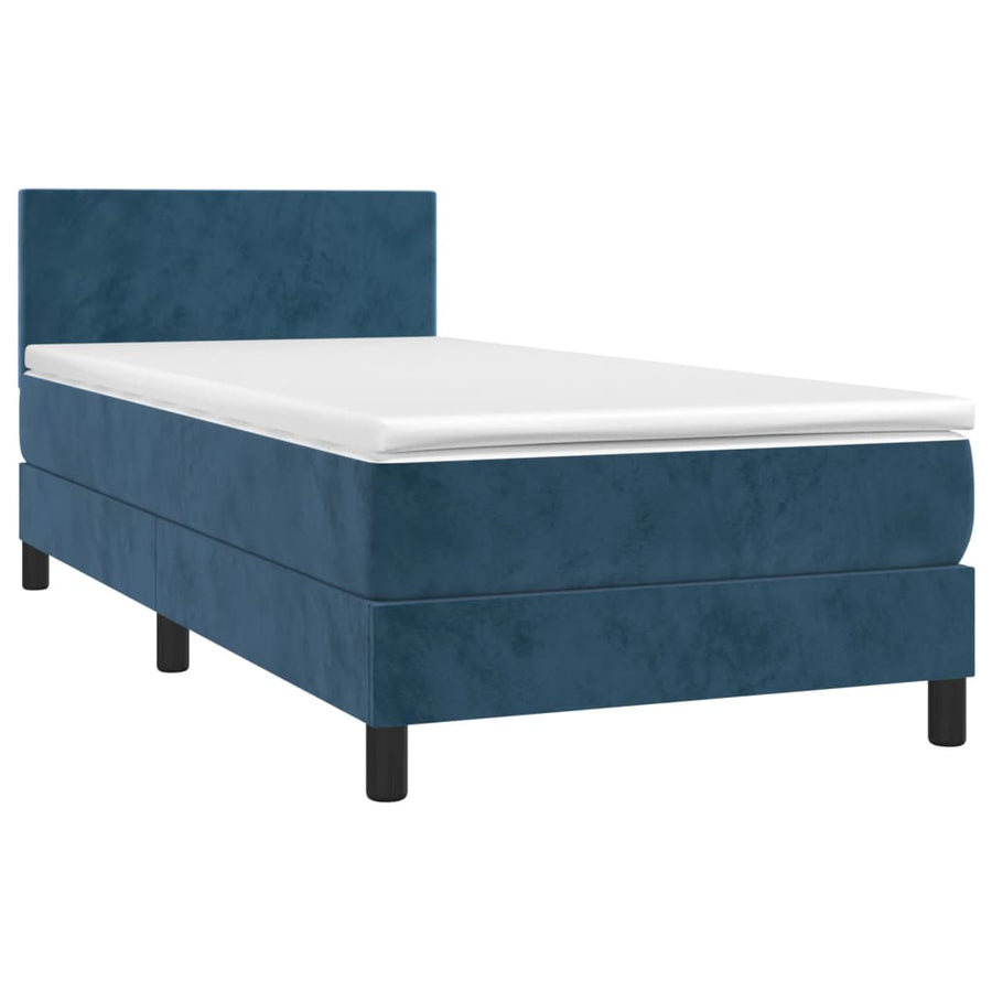 Boxspring met matras en LED fluweel donkerblauw 90x200 cm 90 x 200 cm Donkerblauw