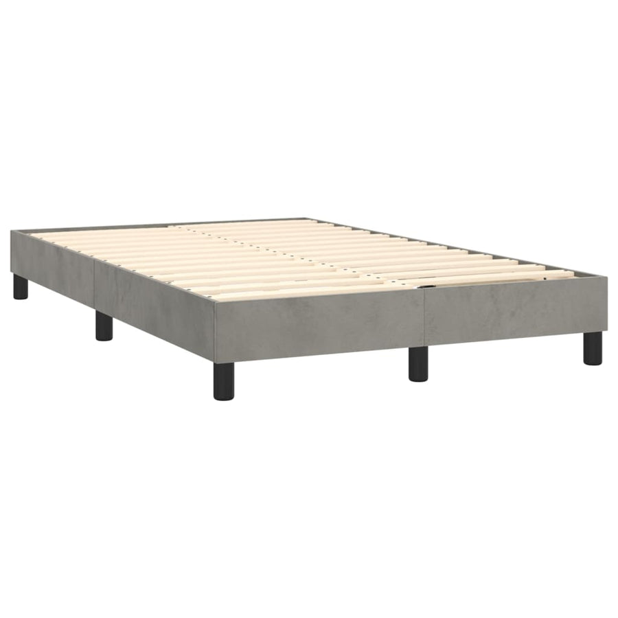 Boxspring Met Matras En Led Fluweel Lichtgrijs 120 x 200 cm Effen ontwerp