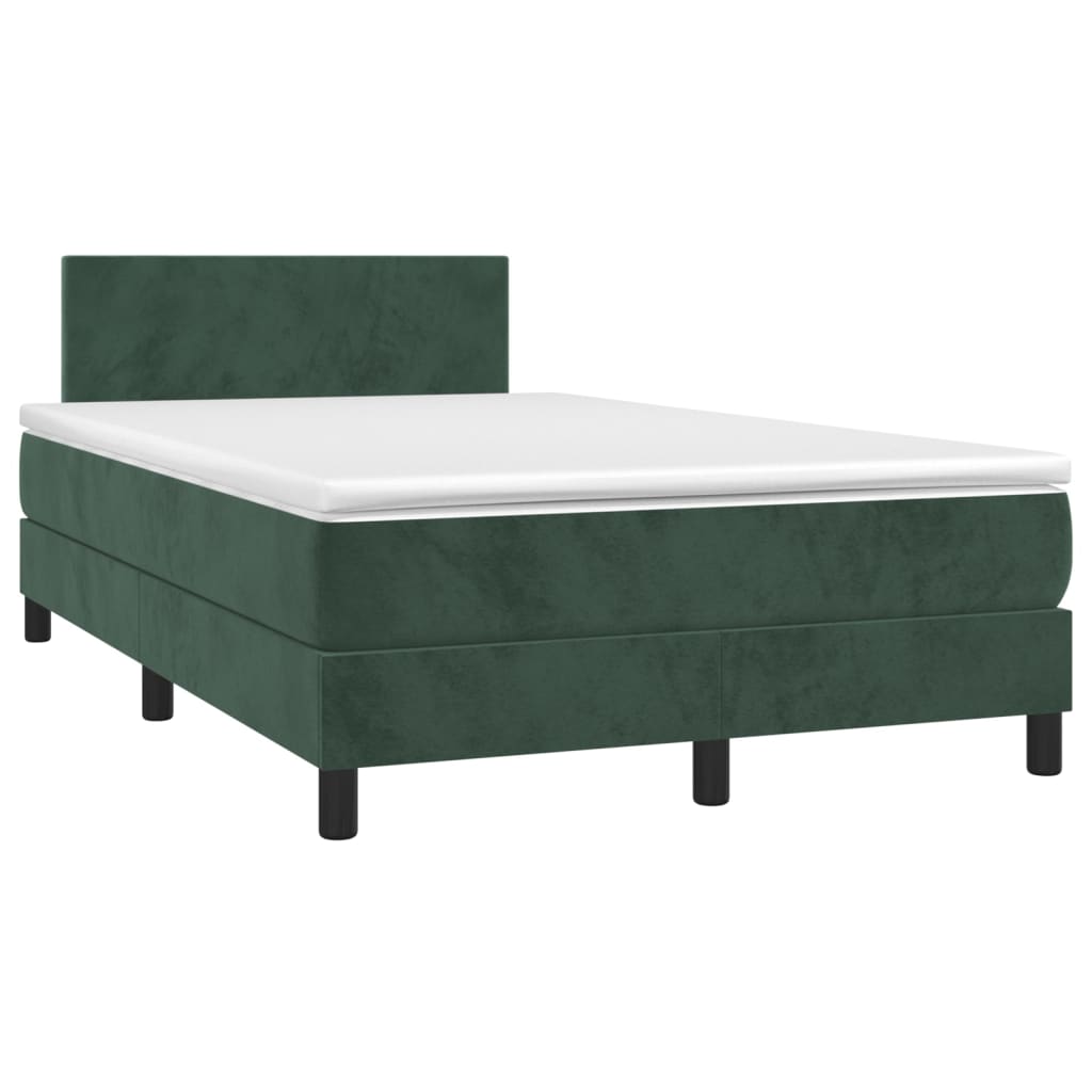 Boxspring Met Matras En Led Fluweel Donkergroen 120 x 200 cm Effen ontwerp