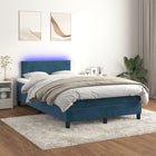 Boxspring Met Matras En Led Fluweel Donkerblauw 120 x 200 cm Effen ontwerp